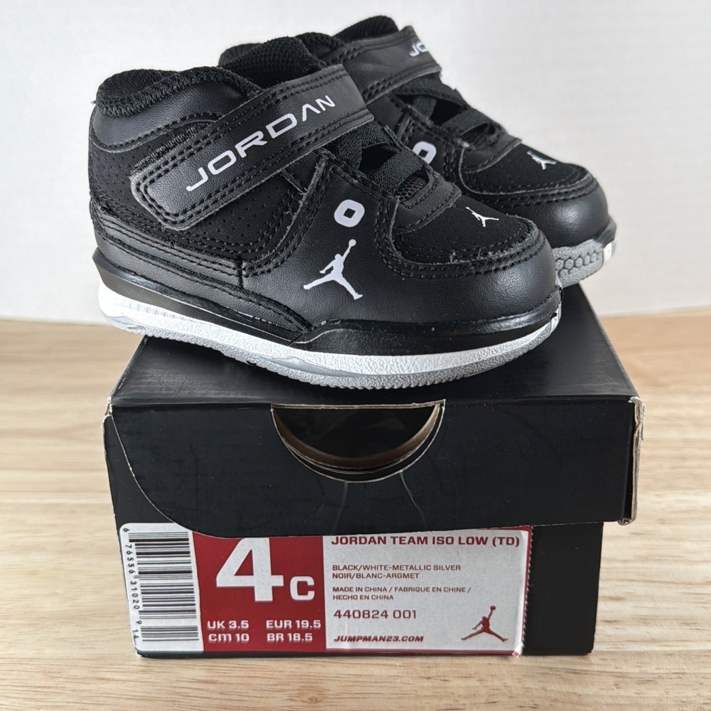 Nike Jordan team iso low td 440824-001 toddler size 4C black white silver